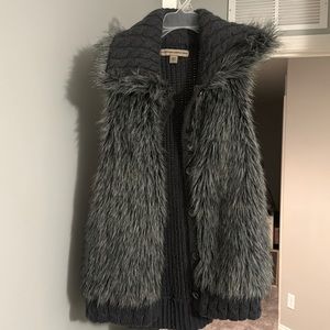 Charcoal grey fur sweater vest